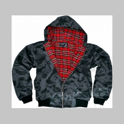 nočný " ruský " maskáč - Nightcamo bunda Harrington s kapucou s podšívkou červené káro TARTAN "jar/jeseň 